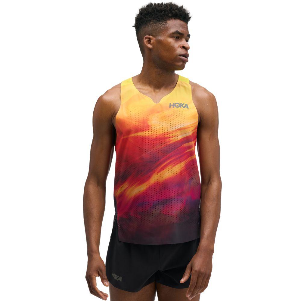 HOKA RACE DAY SINGLET TR PRT Men เสื้อกล้ามผู้ชาย